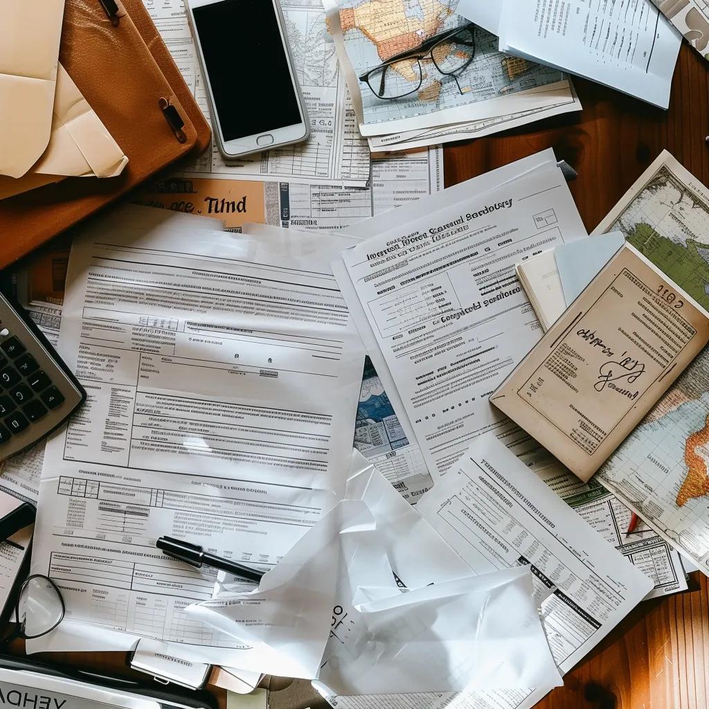 Immigration defense documents on a desk, representing various legal options against deportation